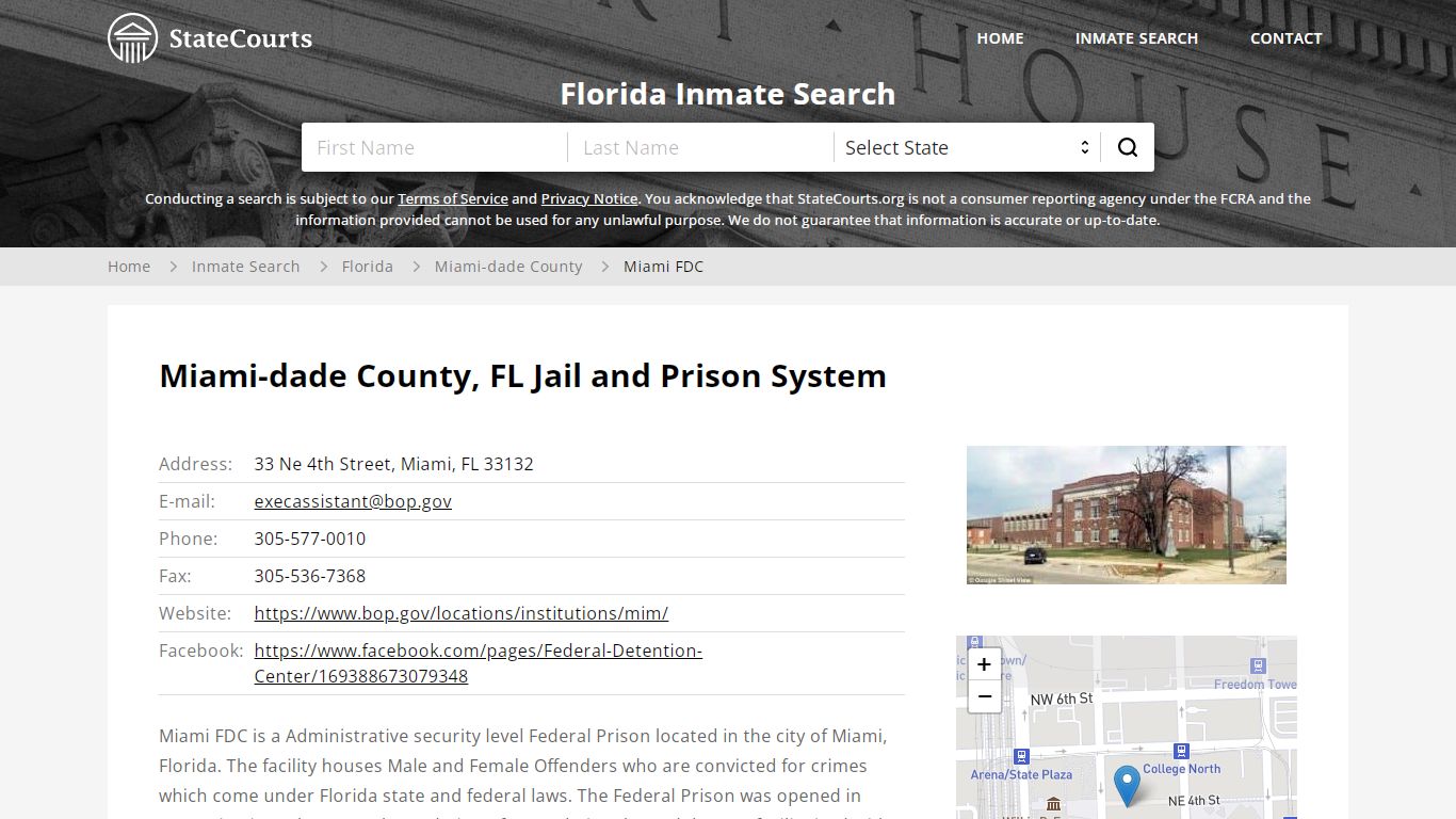 Miami FDC Inmate Records Search, Florida - StateCourts